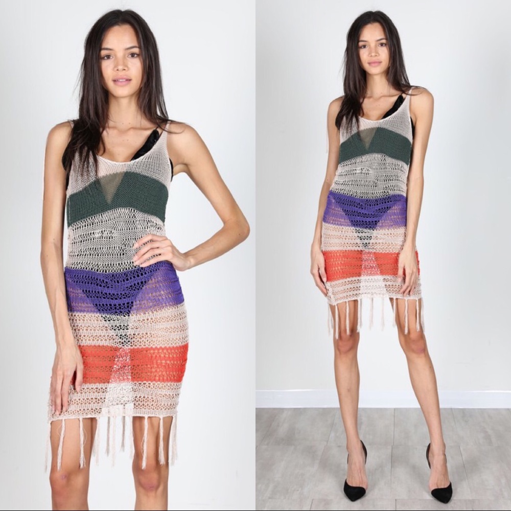 Striped swim coverup